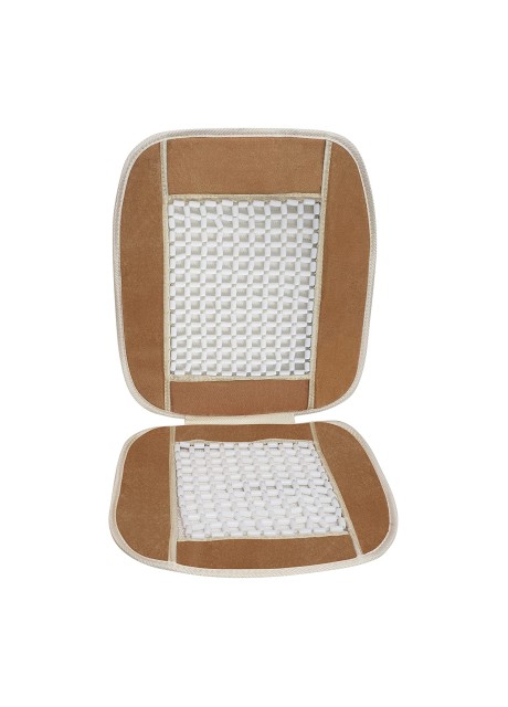 Voila Velvet Marble Bead Seat Cover for Car, Office Chair Universal Size Beige